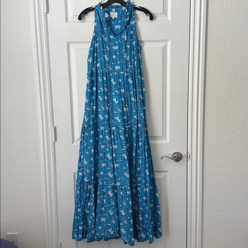 Sleeveless Blue Floral Maxi Dress - j.marie